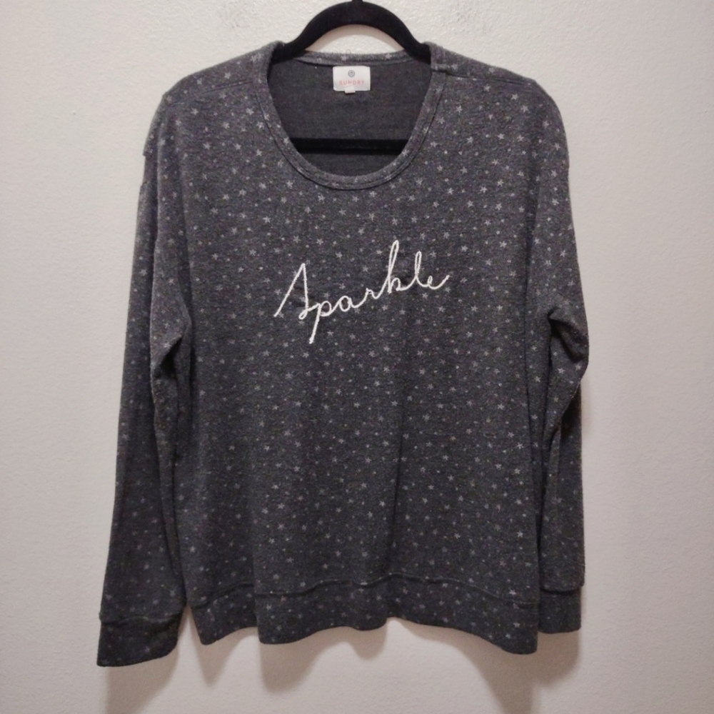 Sundry Split Back Sparkle Cozy Long Sleeve Sweatshirt 2